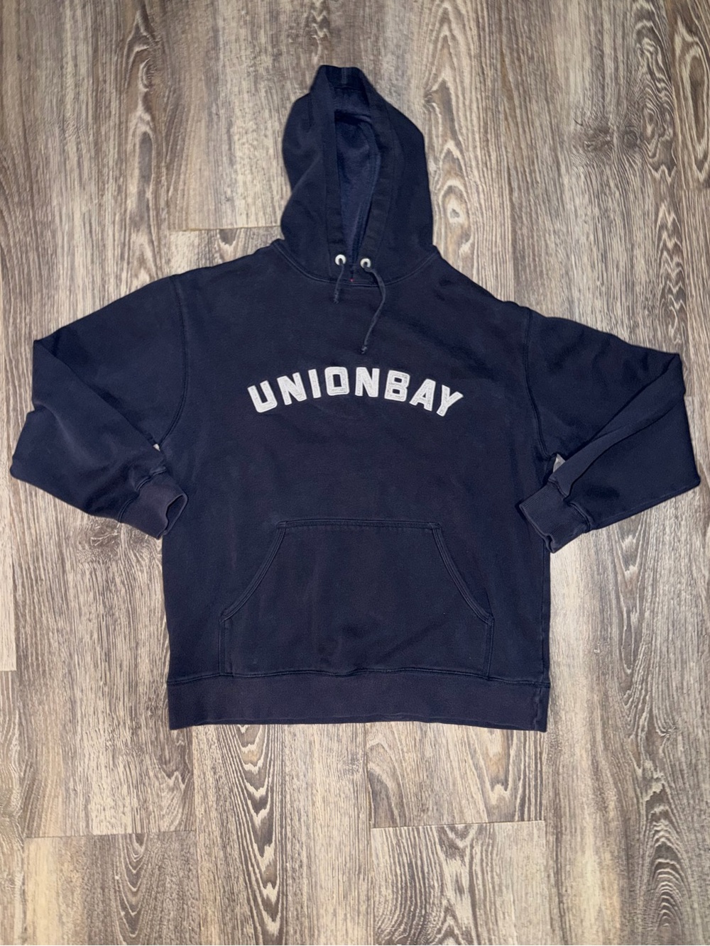 UNIONBAY Navy Pullover Hoodie with Front Pocket Vintage Size Medium